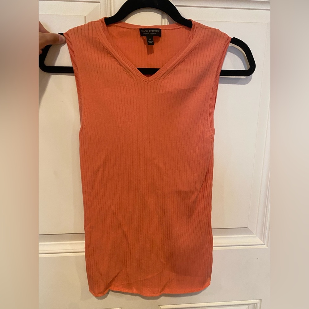 Banana Republic Orange Sweater Tank V-Neck